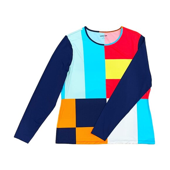 Lands’ End Plus 3-Piece Swim Set 16W/L Colorblock Tankini Rash Guard Shorts - Picture 13 of 16